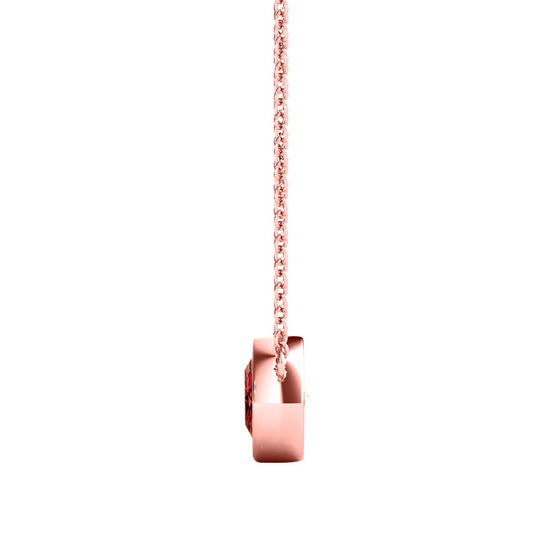 Mauli Jewels 10K Gold Round Watermelon Moissanite Bezel-Set Pendant Necklace for Women, 1.20 CTW, D-VS1/VS2 Clarity with 18inch Silver Cable Chain