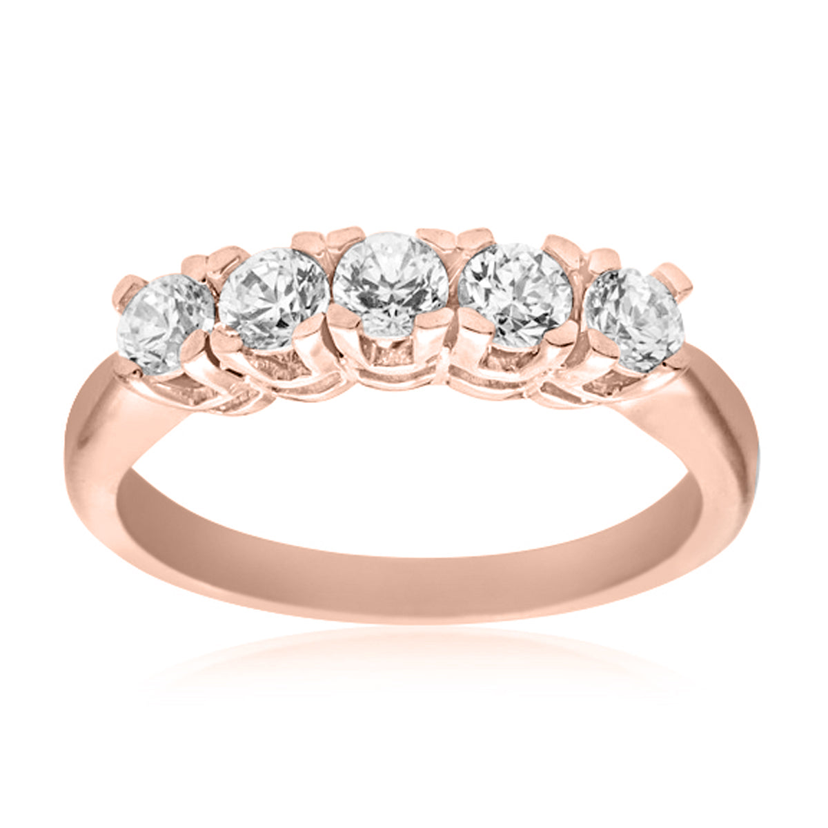 0.50 Carat Brilliant-Cut Diamond Five-Stone Classic Engagement Ring for Women in 10K Rose, White, or Yellow Gold Mauli Jewels