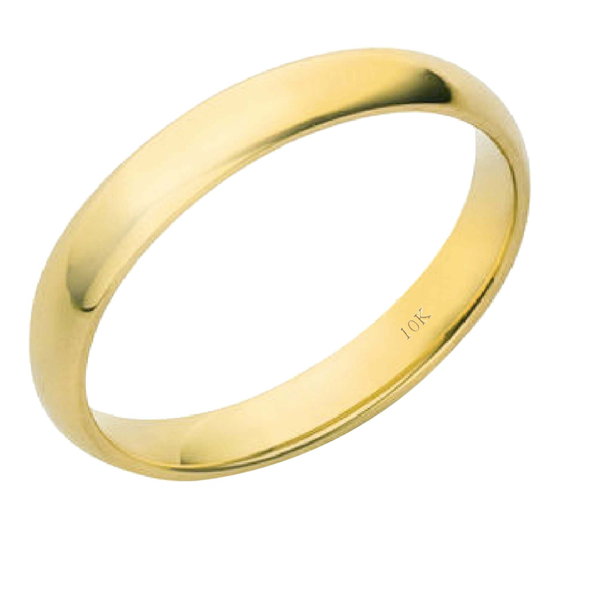 10K Solid 3MM Plain Gold Wedding Band For Men and Women Mauli Jewels