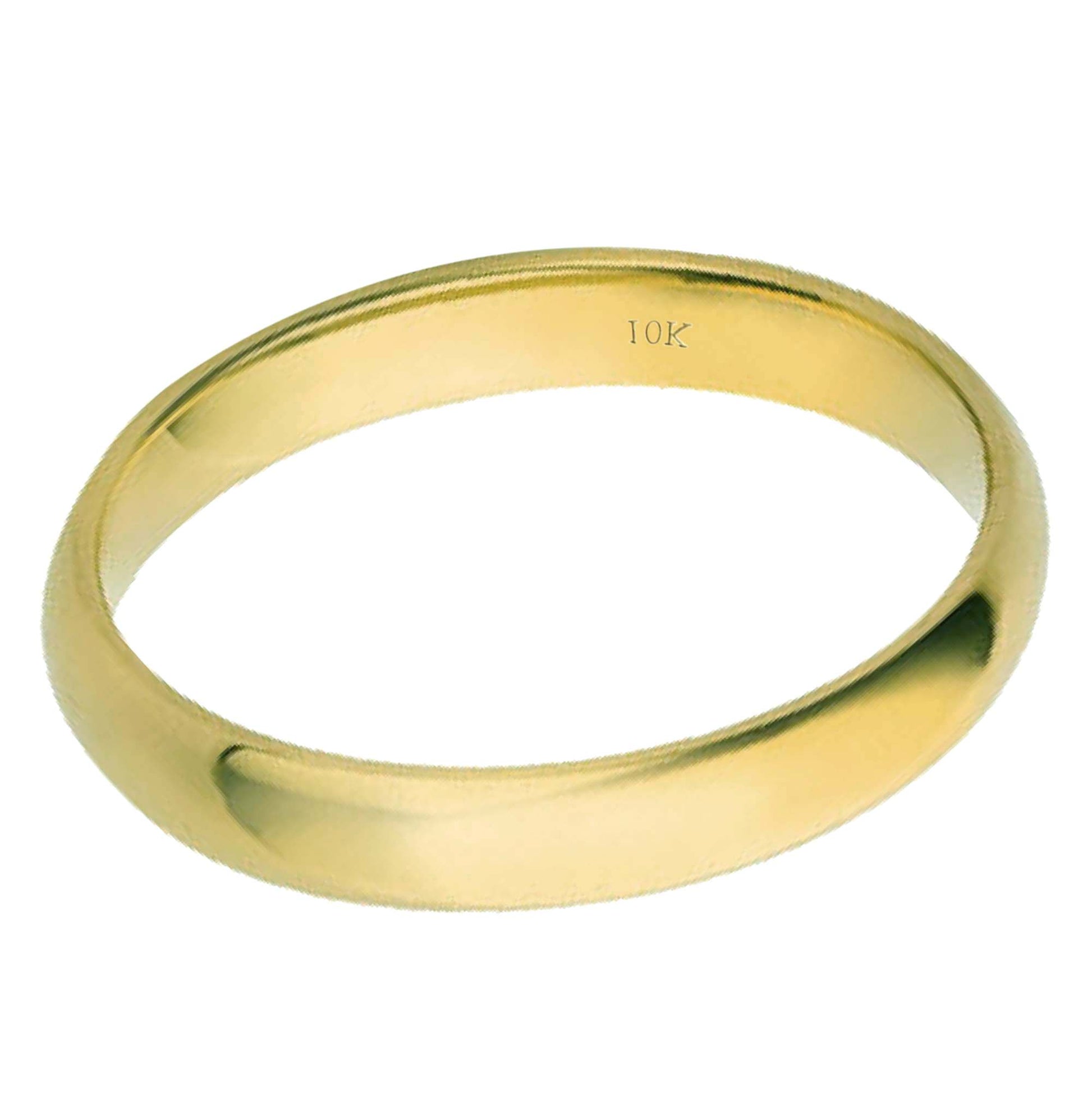 10K Solid 3MM Plain Gold Wedding Band For Men and Women Mauli Jewels