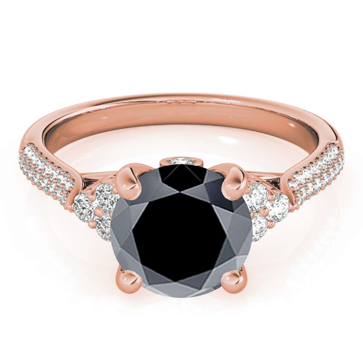 2.35 Carat Black and White Diamond Engagement Wedding Rings For Women In 14K Rose White & Yellow Gold Mauli Jewels