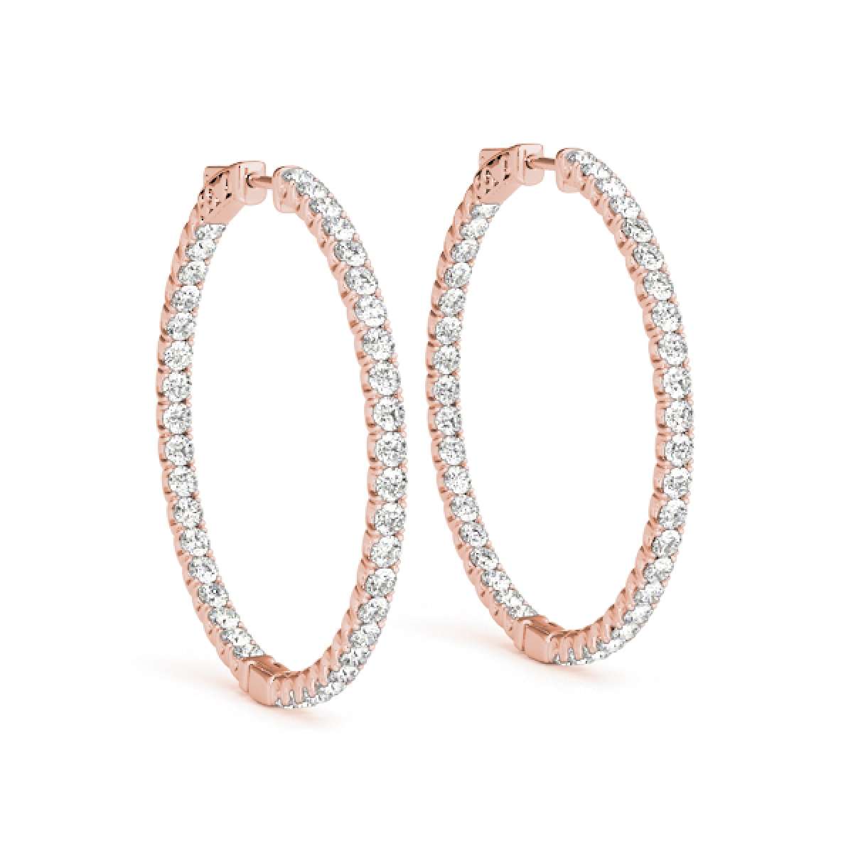 0.75 Carat Brilliant Cut Round White Diamond Hoop Earrings For Women In 14K Solid Rose White & Yellow Gold Mauli Jewels