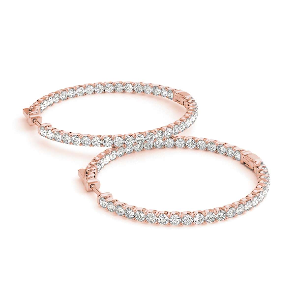 0.75 Carat Brilliant Cut Round White Diamond Hoop Earrings For Women In 14K Solid Rose White & Yellow Gold Mauli Jewels
