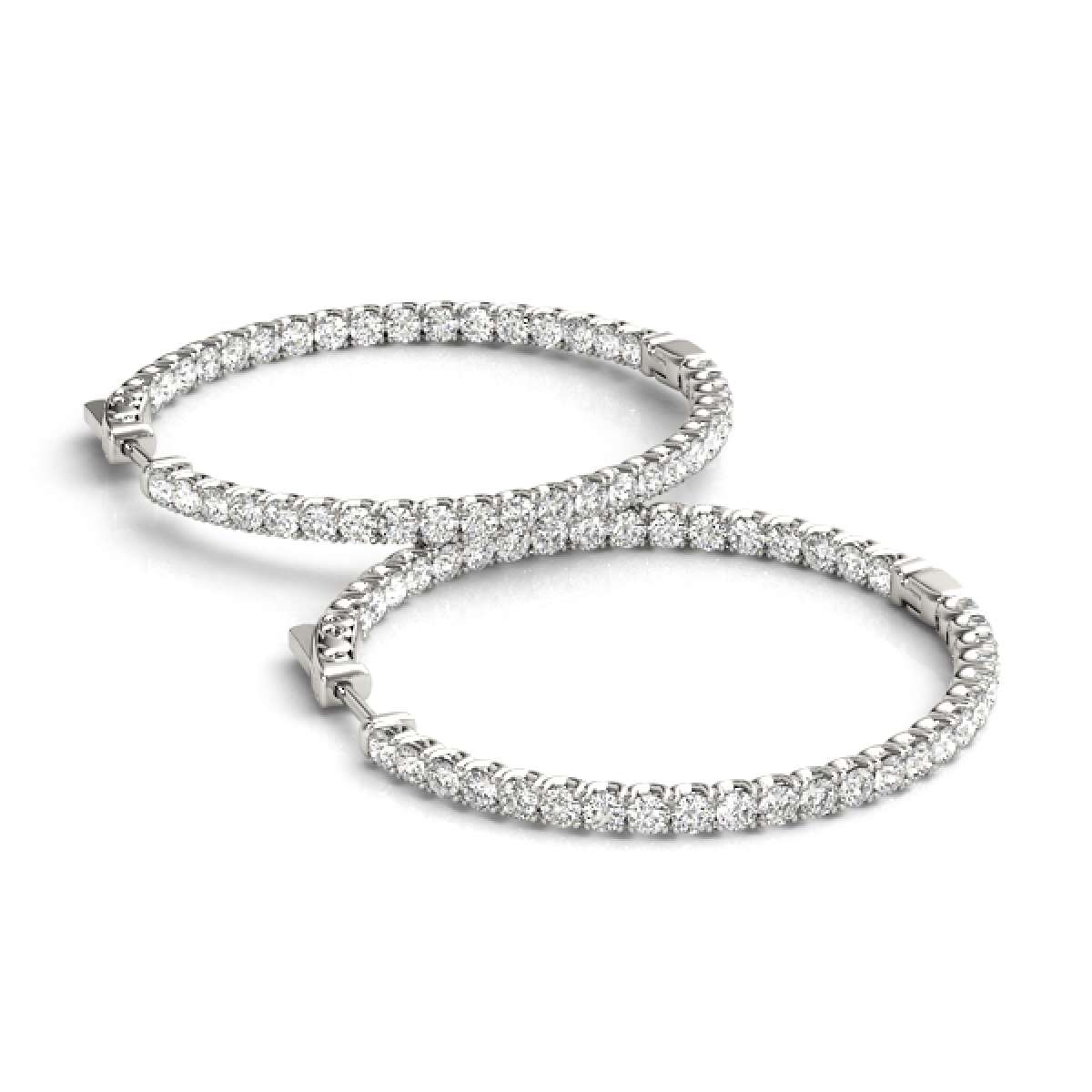 0.75 Carat Brilliant Cut Round White Diamond Hoop Earrings For Women In 14K Solid Rose White & Yellow Gold Mauli Jewels