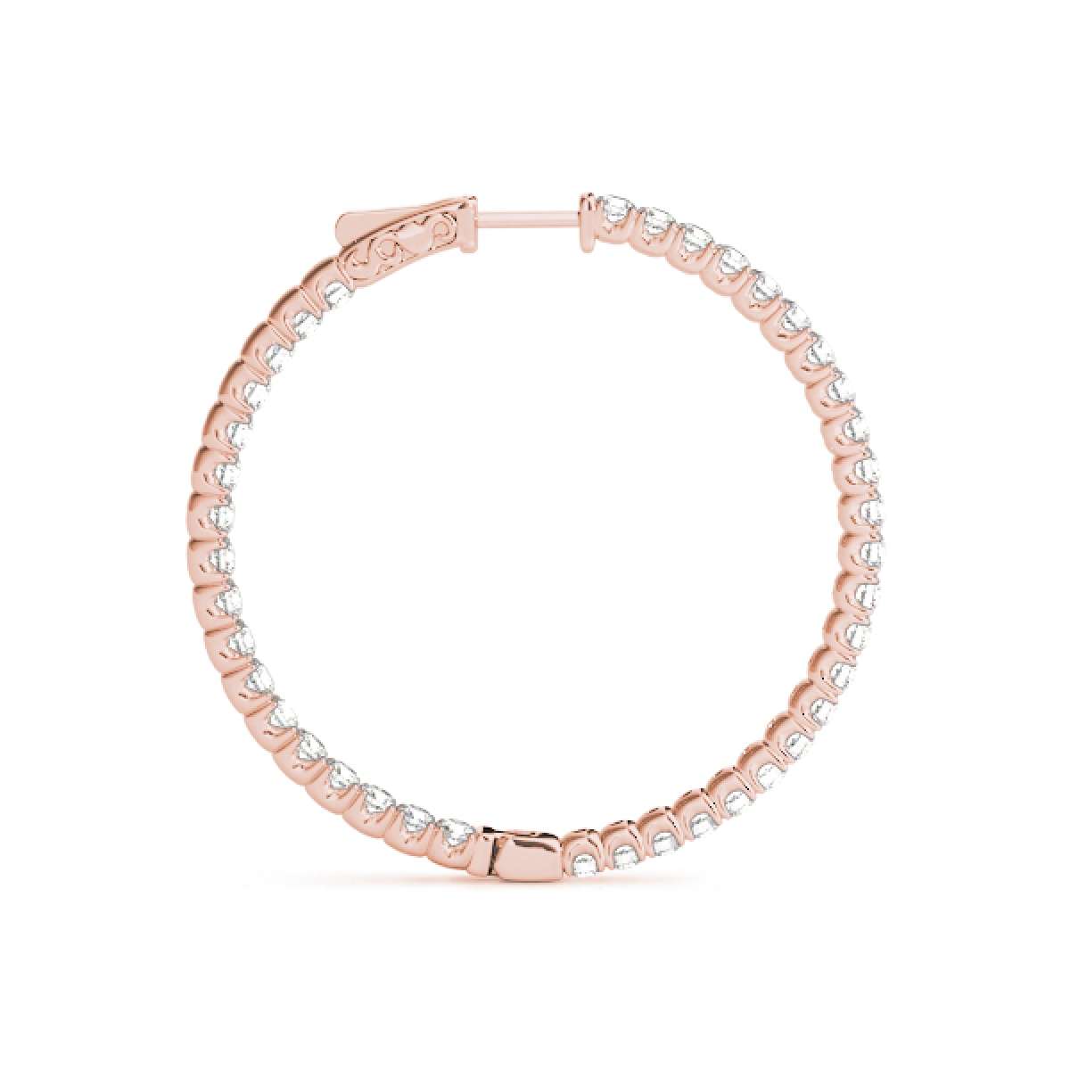0.75 Carat Brilliant Cut Round White Diamond Hoop Earrings For Women In 14K Solid Rose White & Yellow Gold Mauli Jewels