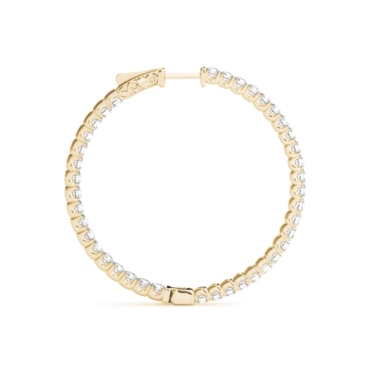 0.75 Carat Brilliant Cut Round White Diamond Hoop Earrings For Women In 14K Solid Rose White & Yellow Gold Mauli Jewels
