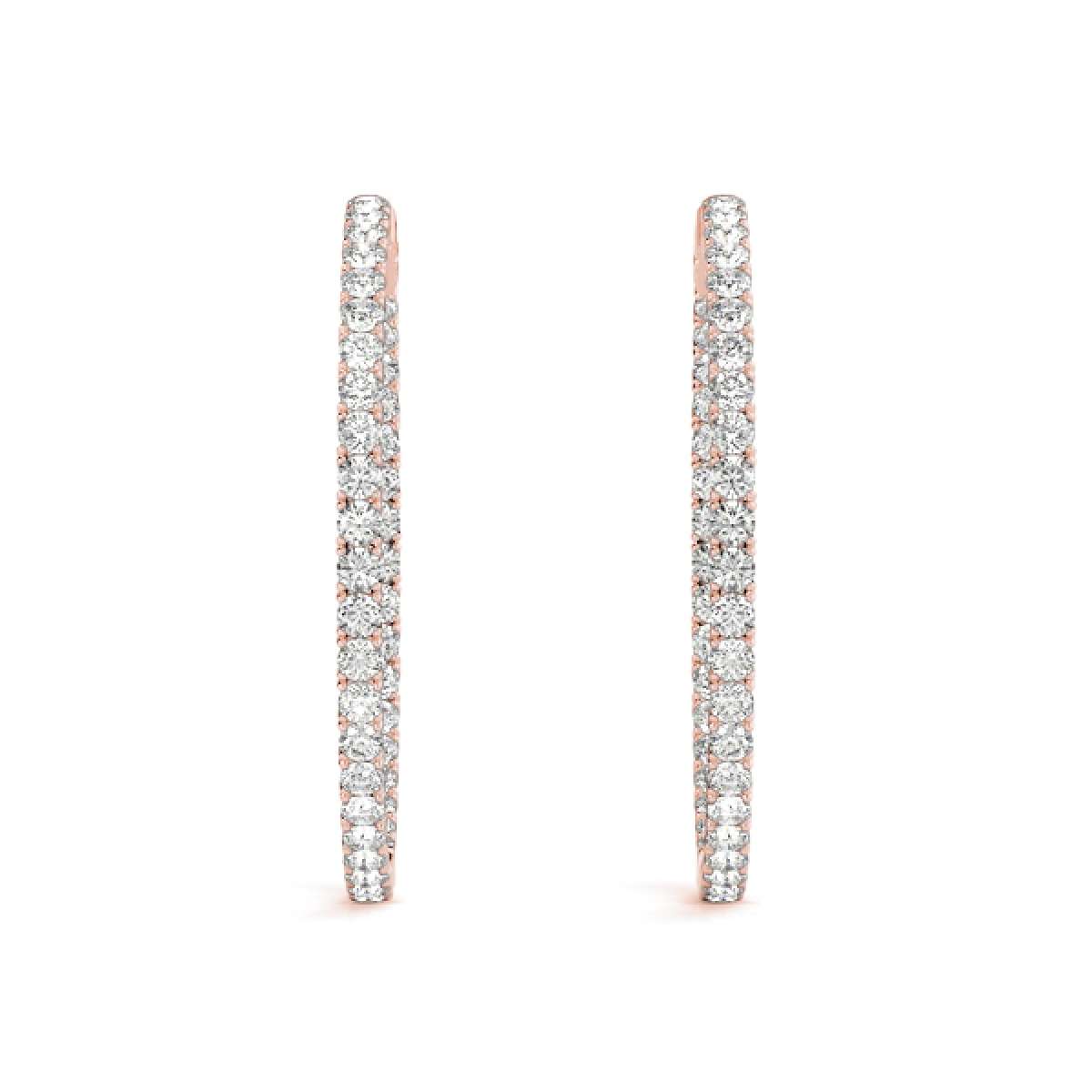 0.75 Carat Brilliant Cut Round White Diamond Hoop Earrings For Women In 14K Solid Rose White & Yellow Gold Mauli Jewels