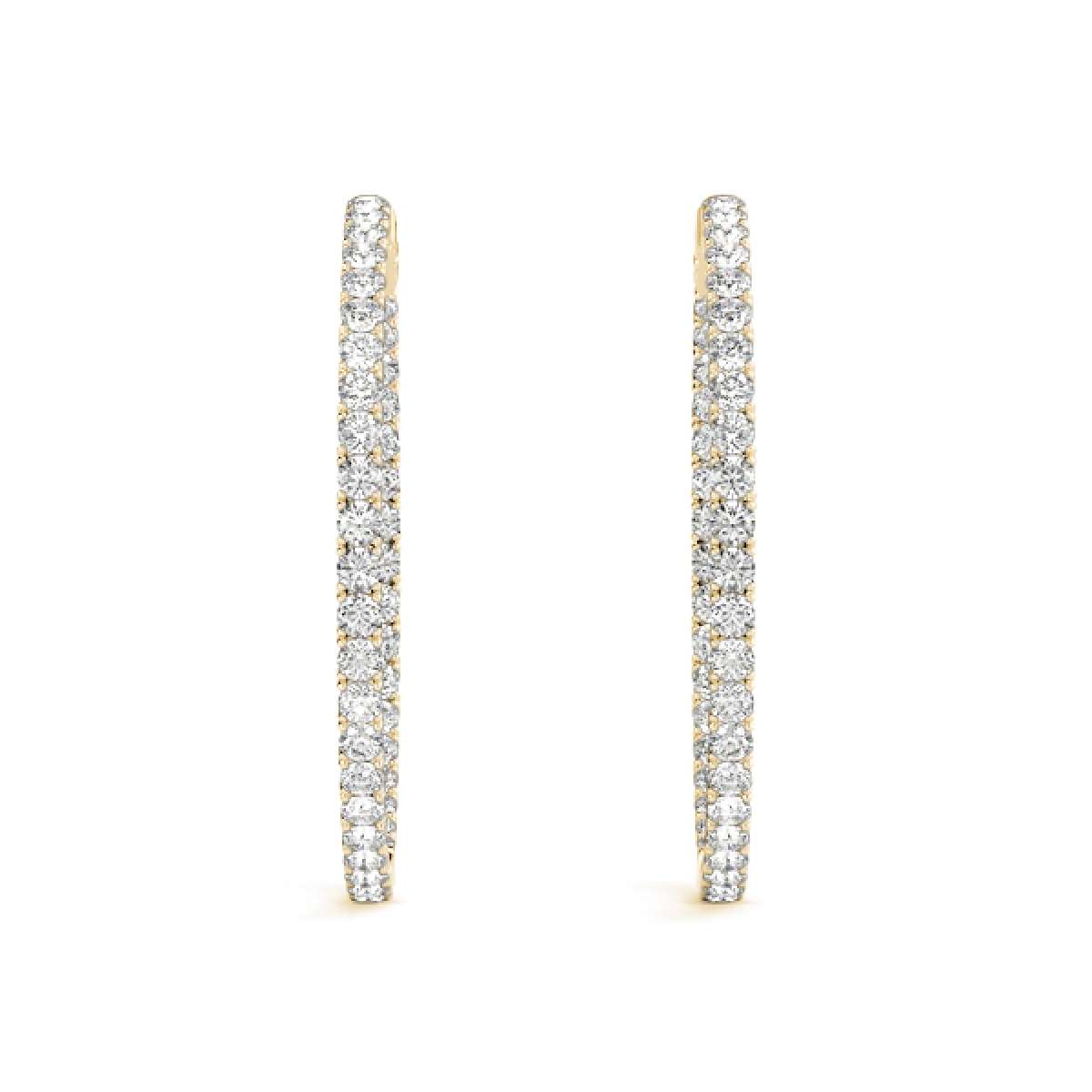 0.75 Carat Brilliant Cut Round White Diamond Hoop Earrings For Women In 14K Solid Rose White & Yellow Gold Mauli Jewels