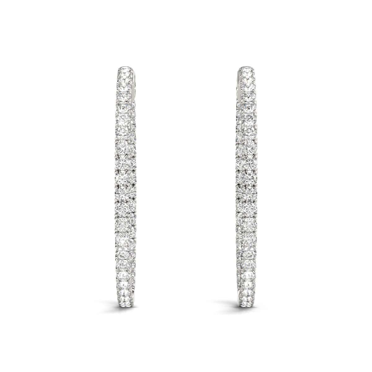 0.75 Carat Brilliant Cut Round White Diamond Hoop Earrings For Women In 14K Solid Rose White & Yellow Gold Mauli Jewels
