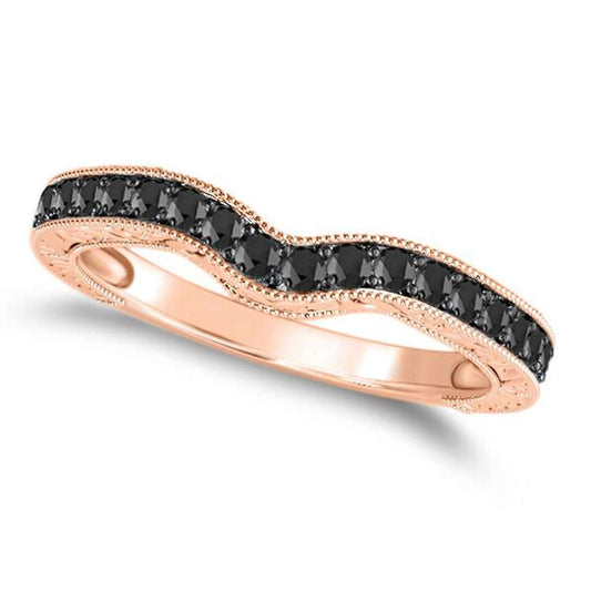 Mauli Jewels 0.35 Carat Black Diamond Wedding Band - 4 Prong Design with Black Rhodium Plating in 10K White, Yellow & Rose Gold Mauli Jewels