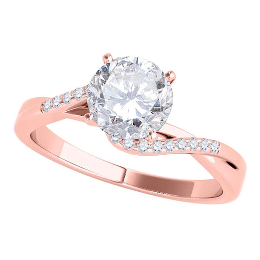 MAULI JEWELS 1.1 Carat Brilliant Cut White Diamond Twisted Shank Solitaire Engagement Wedding Ring In 18K Solid Rose Gold White Yellow Gold Mauli Jewels