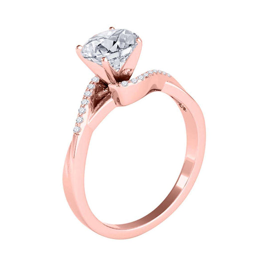 MAULI JEWELS 1.1 Carat Brilliant Cut White Diamond Twisted Shank Solitaire Engagement Wedding Ring In 18K Solid Rose Gold White Yellow Gold Mauli Jewels
