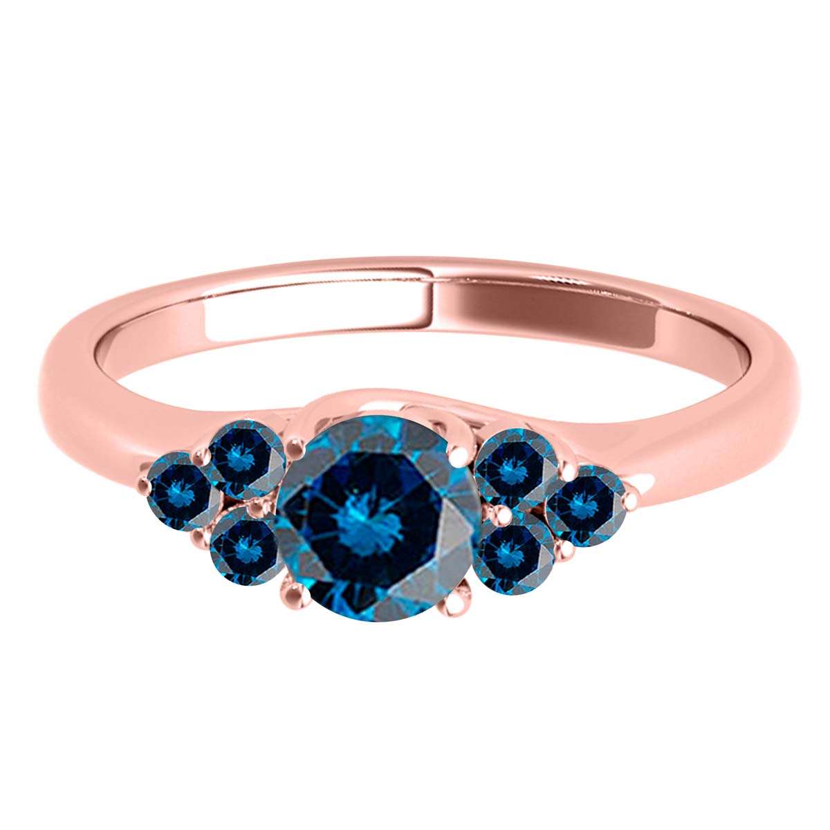 Mauli Jewels 1/2 Carat Natural Blue Diamond Seven Stone Engagement Ring for Women in 14K Solid Gold Mauli Jewels