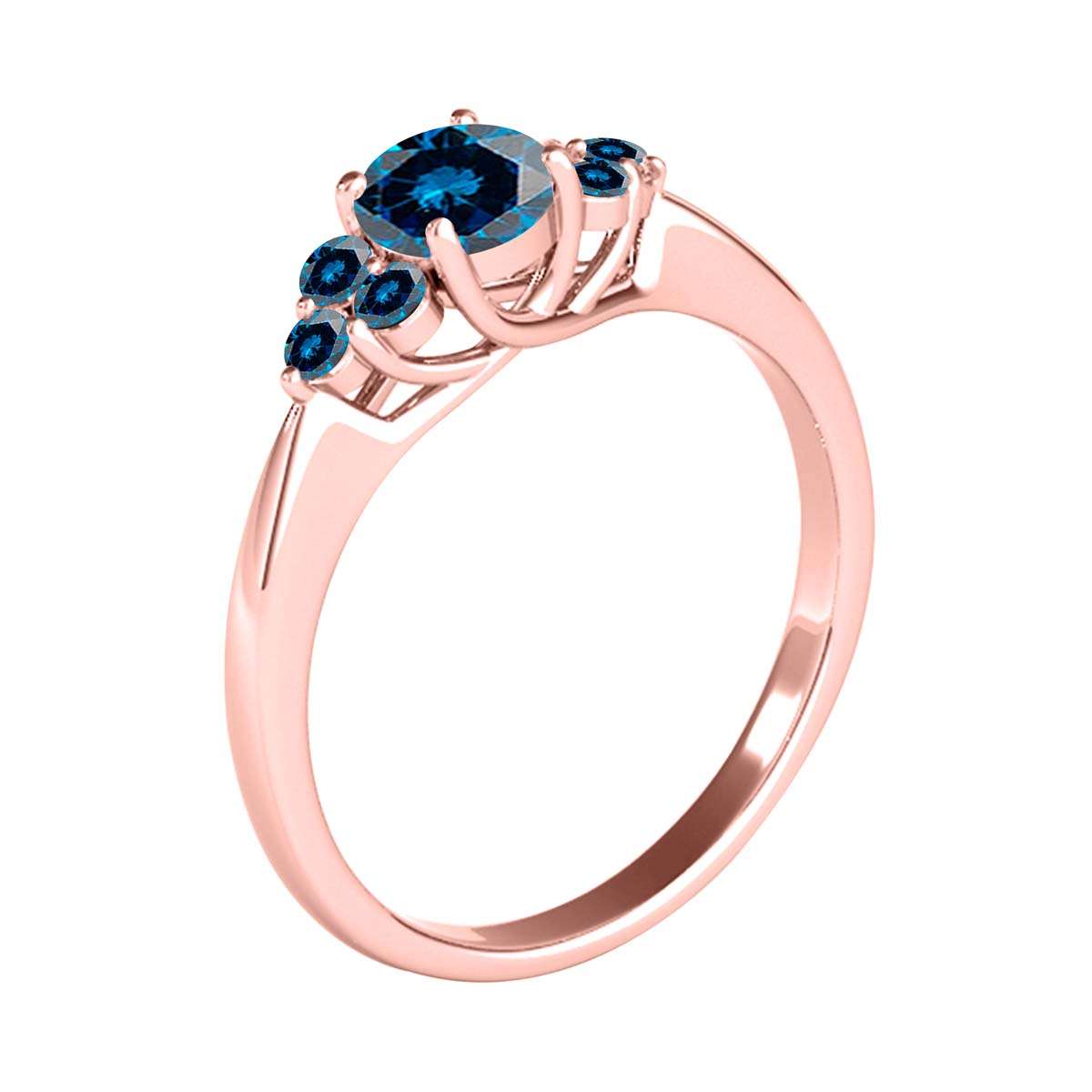 Mauli Jewels 1/2 Carat Natural Blue Diamond Seven Stone Engagement Ring for Women in 14K Solid Gold Mauli Jewels