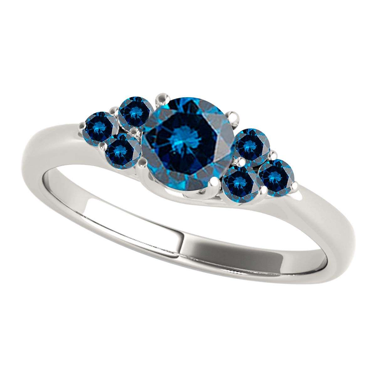 Mauli Jewels 1/2 Carat Natural Blue Diamond Seven Stone Engagement Ring for Women in 14K Solid Gold Mauli Jewels