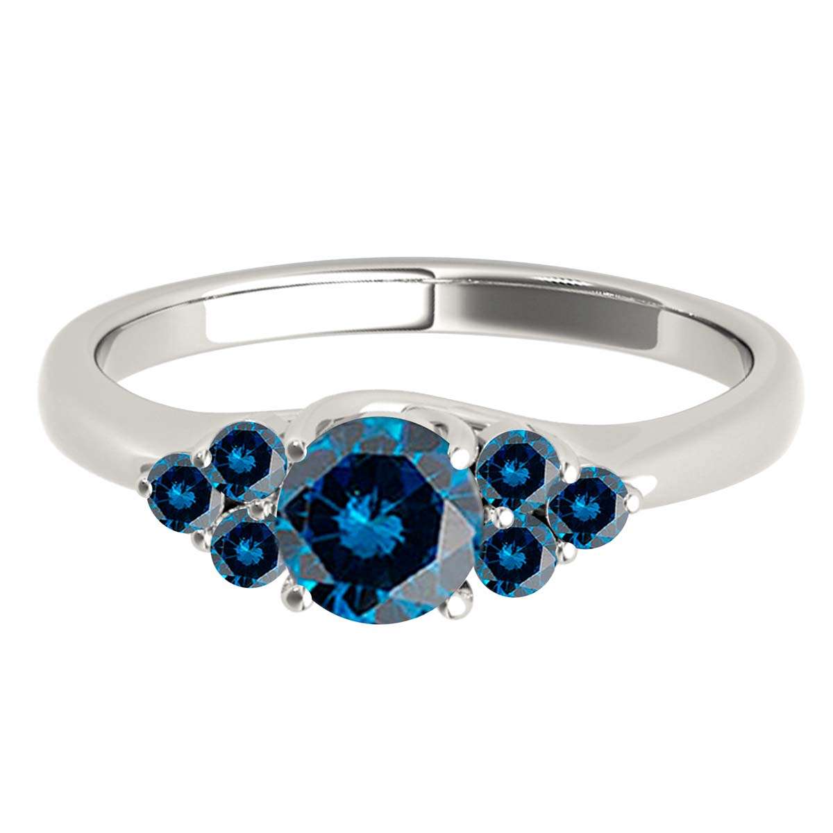 Mauli Jewels 1/2 Carat Natural Blue Diamond Seven Stone Engagement Ring for Women in 14K Solid Gold Mauli Jewels