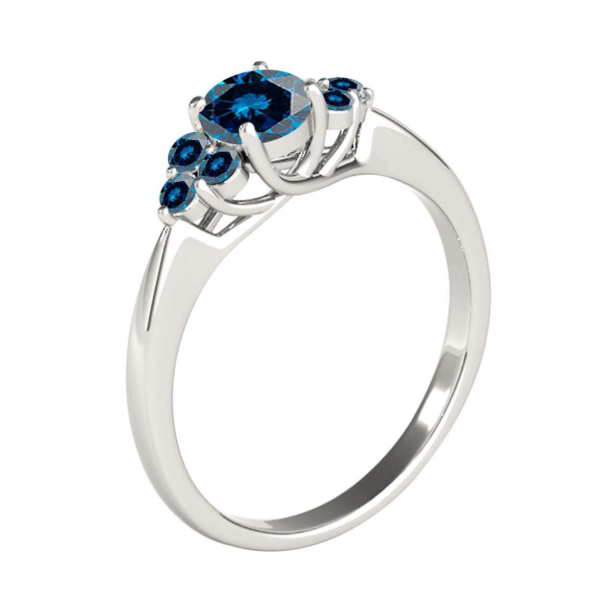 Mauli Jewels 1/2 Carat Natural Blue Diamond Seven Stone Engagement Ring for Women in 14K Solid Gold Mauli Jewels