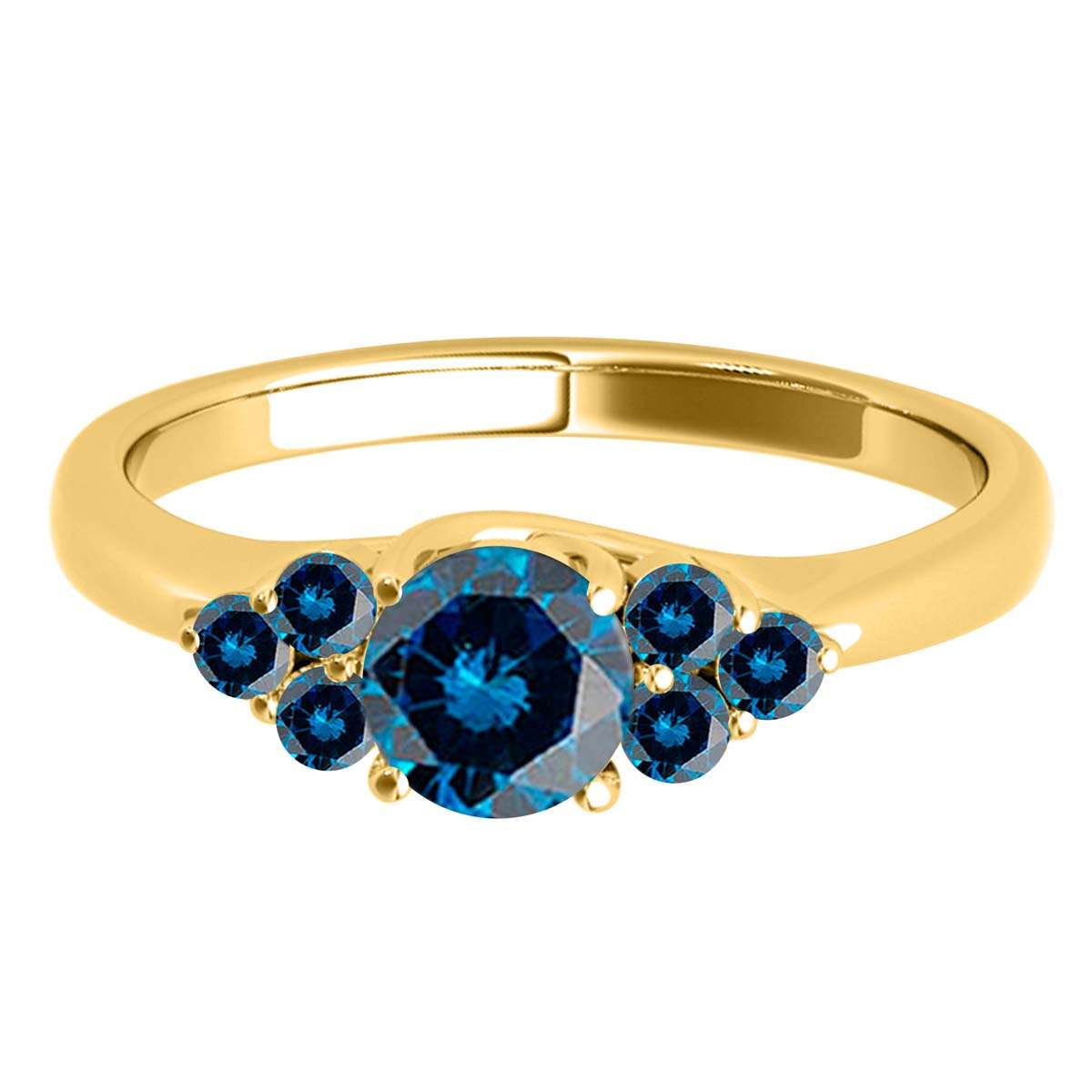 Mauli Jewels 1/2 Carat Natural Blue Diamond Seven Stone Engagement Ring for Women in 14K Solid Gold Mauli Jewels