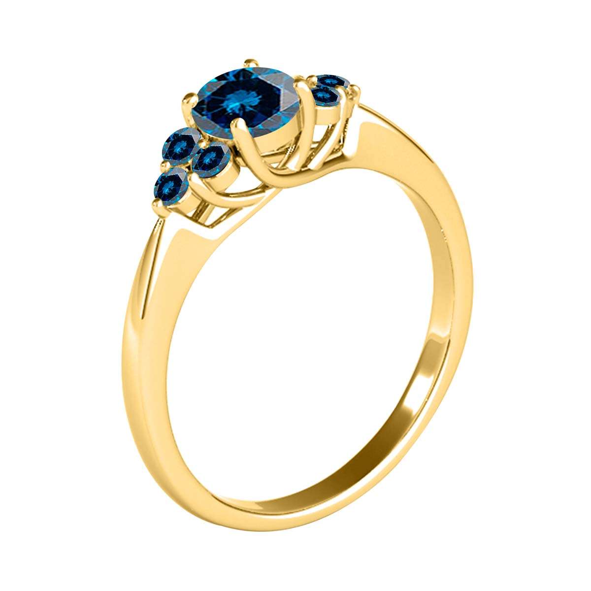 Mauli Jewels 1/2 Carat Natural Blue Diamond Seven Stone Engagement Ring for Women in 14K Solid Gold Mauli Jewels