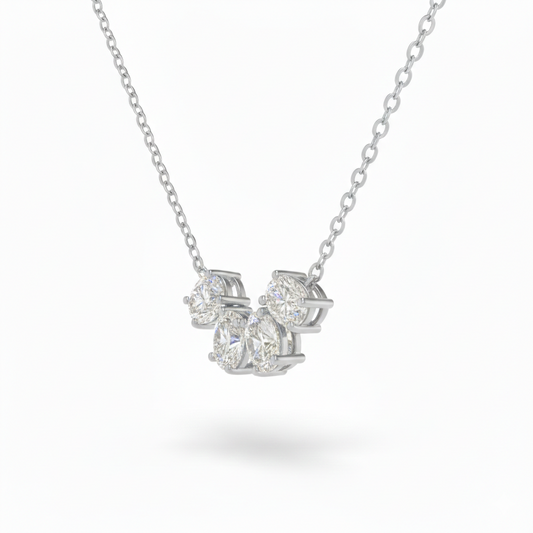 Mauli Jewels 14K White & Yellow Gold 4 Carat Lab Grown Diamond Oval Cut Pendant Necklace for Women, E-F VS1 Excellent Cut with 18 Inch Gold Chain