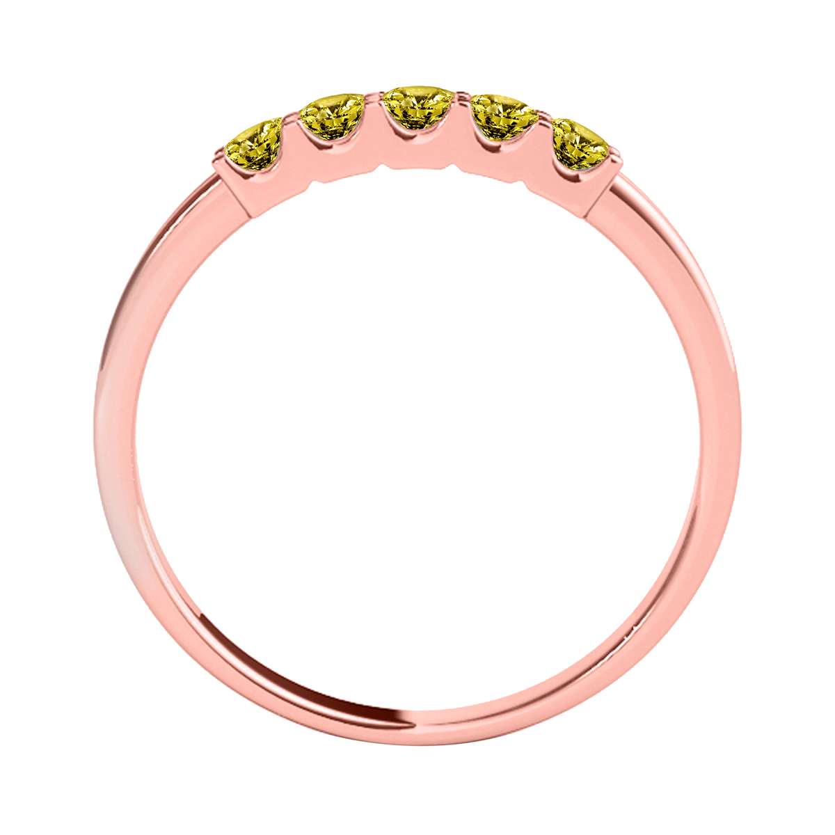 MauliJewels 0.25 Carat Yellow Diamond Five Stone Wedding Band Rings for Women 10K Solid Rose, White Yellow Gold Mauli Jewels