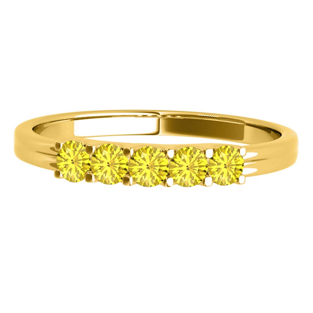 MauliJewels 0.25 Carat Yellow Diamond Five Stone Wedding Band Rings for Women 10K Solid Rose, White Yellow Gold Mauli Jewels