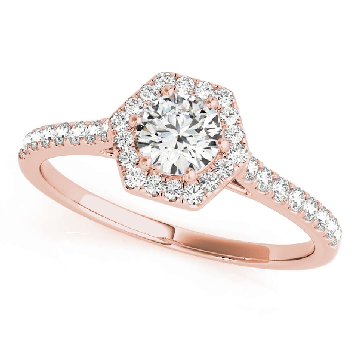 0.50 Carat Halo Diamond Engagement Wedding Ring in 10K Rose, White, or Yellow Gold Mauli Jewels