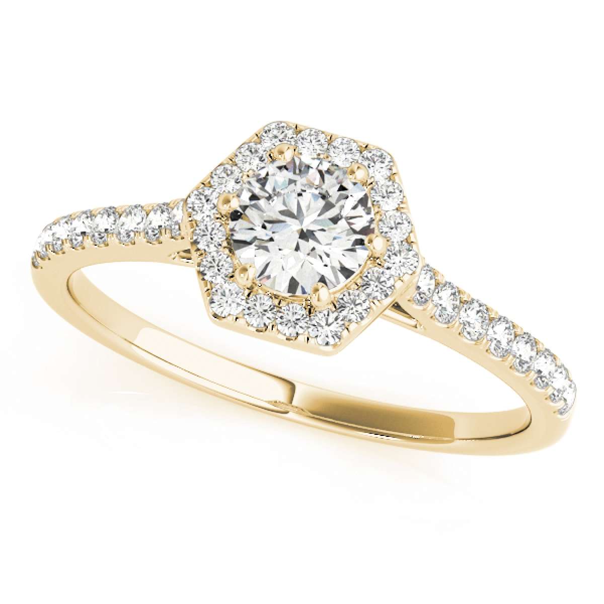 0.50 Carat Halo Diamond Engagement Wedding Ring in 10K Rose, White, or Yellow Gold Mauli Jewels