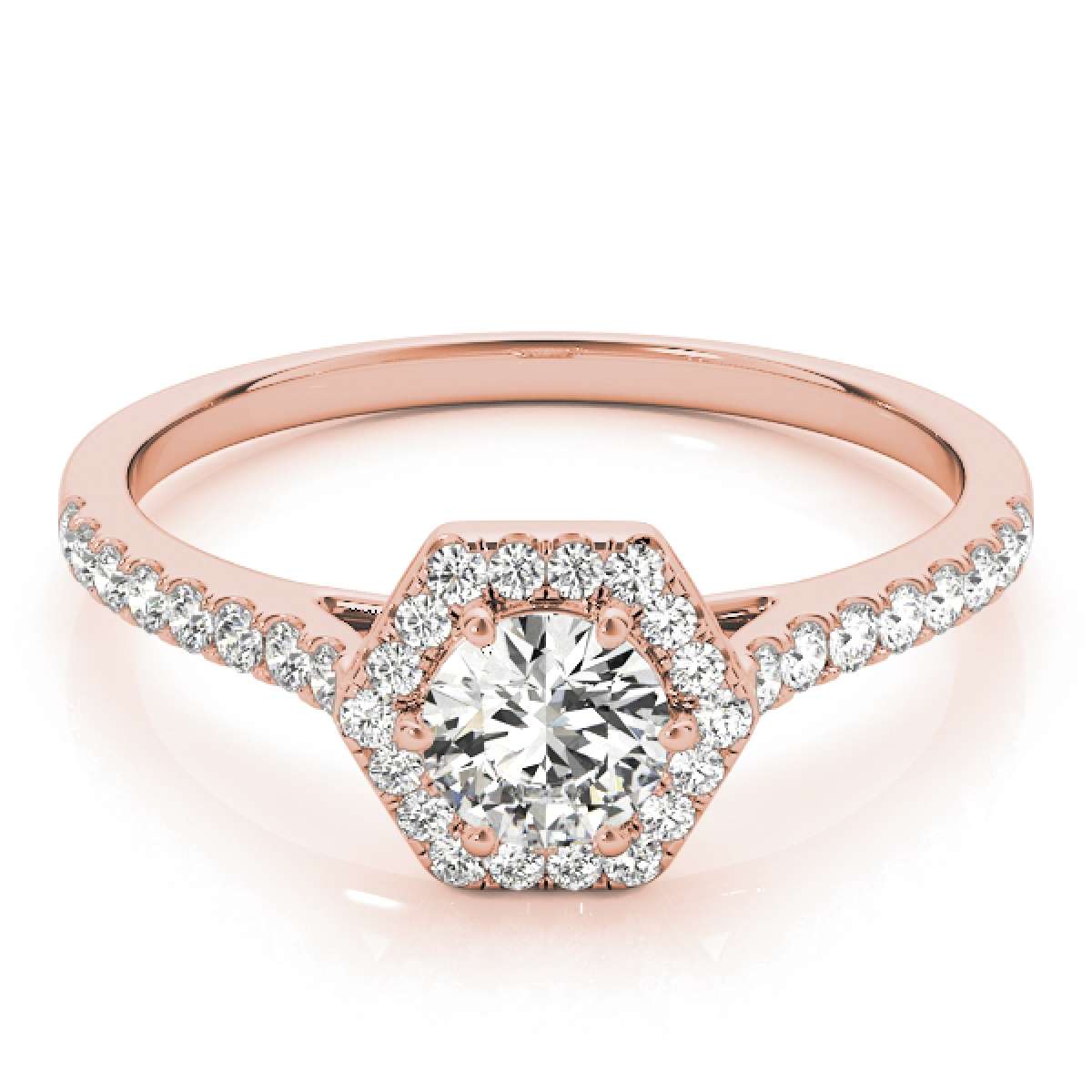 0.50 Carat Halo Diamond Engagement Wedding Ring in 10K Rose, White, or Yellow Gold Mauli Jewels