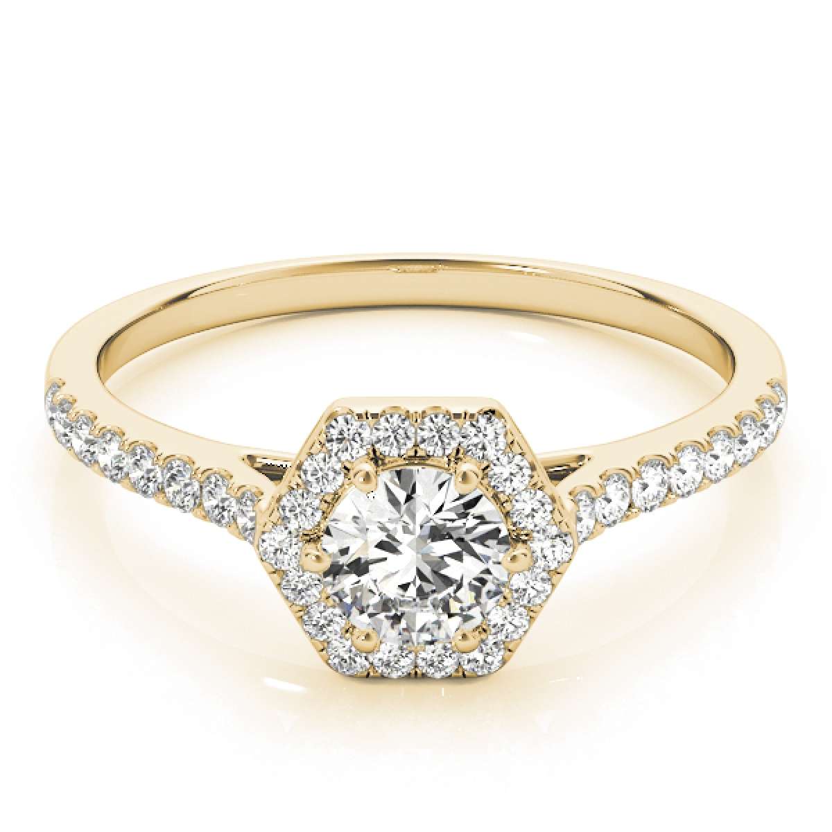 0.50 Carat Halo Diamond Engagement Wedding Ring in 10K Rose, White, or Yellow Gold Mauli Jewels