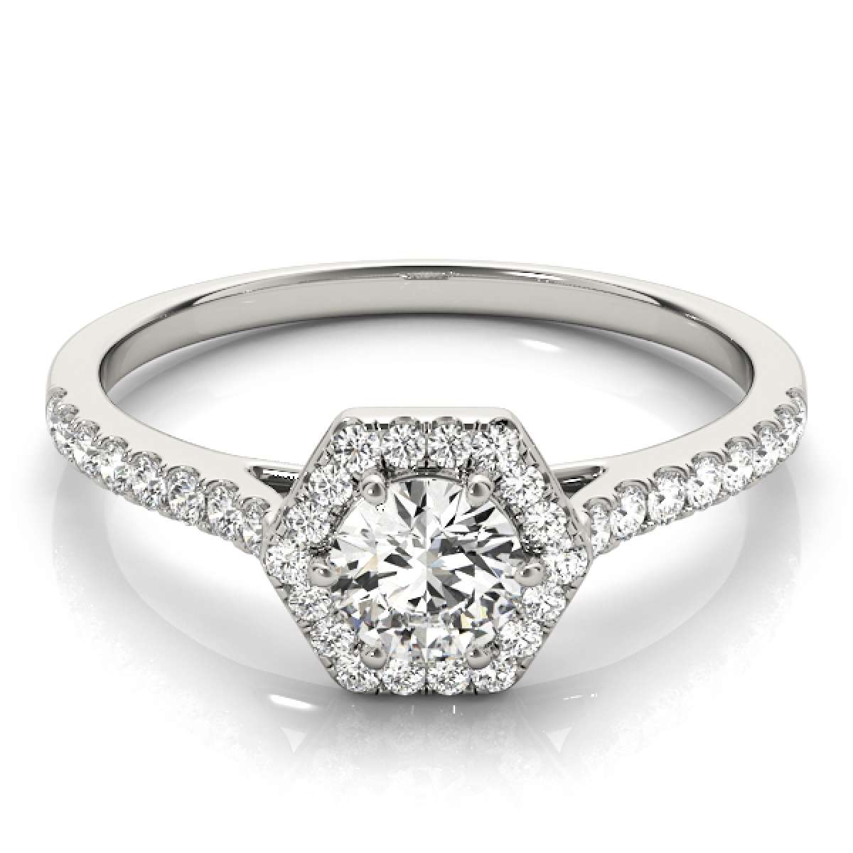 0.50 Carat Halo Diamond Engagement Wedding Ring in 10K Rose, White, or Yellow Gold Mauli Jewels