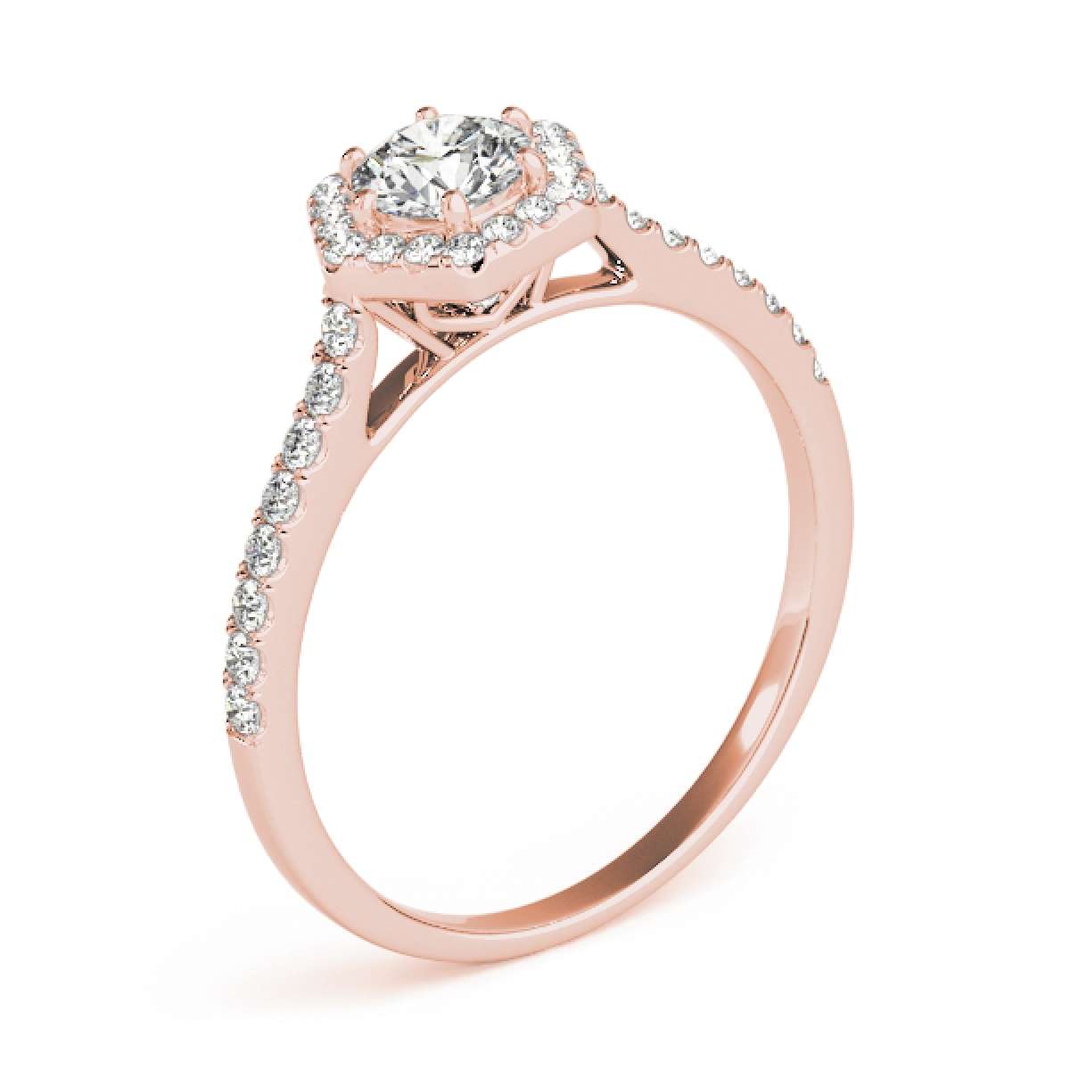 0.50 Carat Halo Diamond Engagement Wedding Ring in 10K Rose, White, or Yellow Gold Mauli Jewels