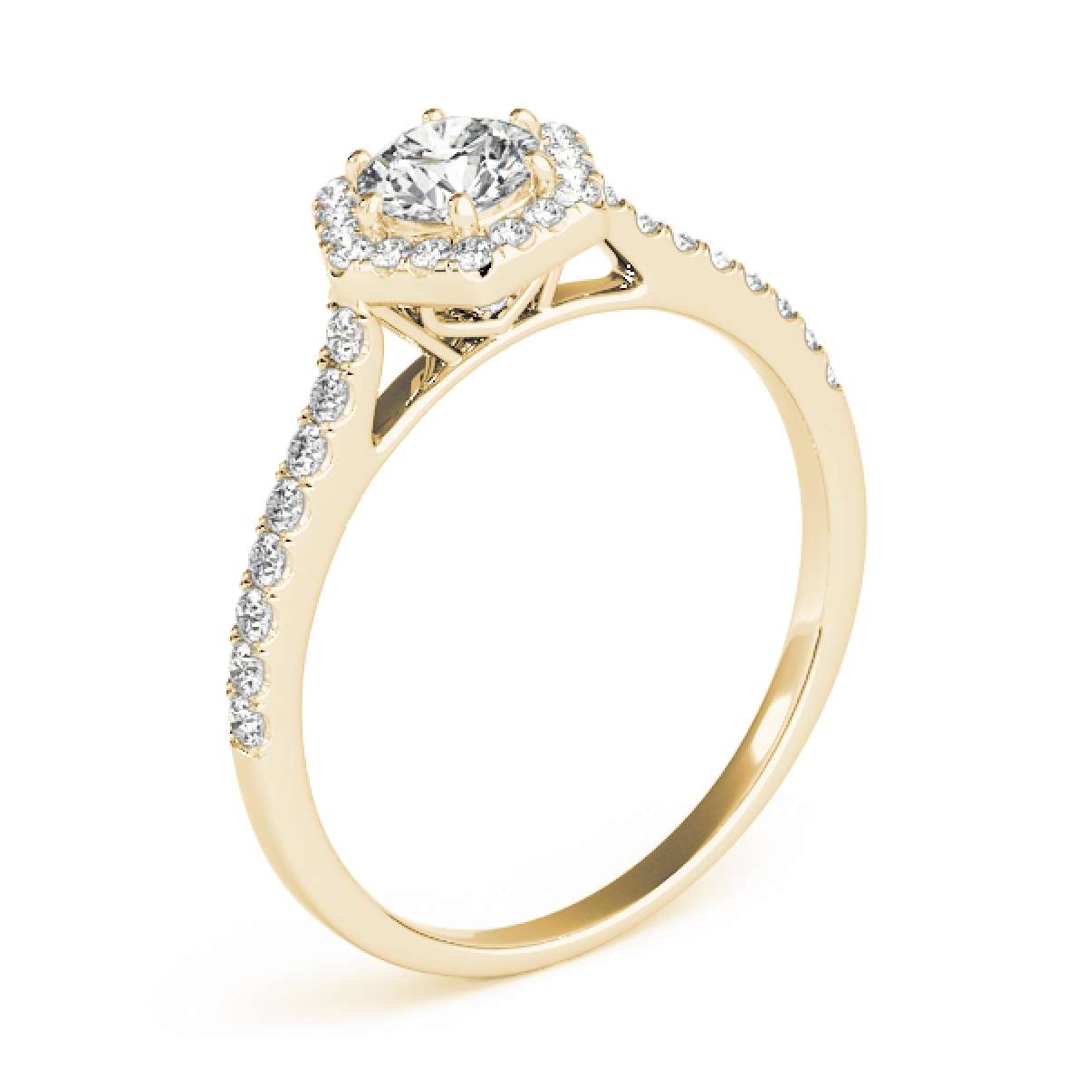 0.50 Carat Halo Diamond Engagement Wedding Ring in 10K Rose, White, or Yellow Gold Mauli Jewels