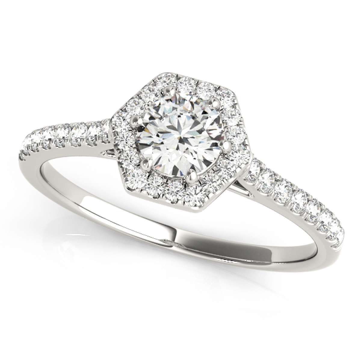 0.50 Carat Halo Diamond Engagement Wedding Ring in 10K Rose, White, or Yellow Gold Mauli Jewels
