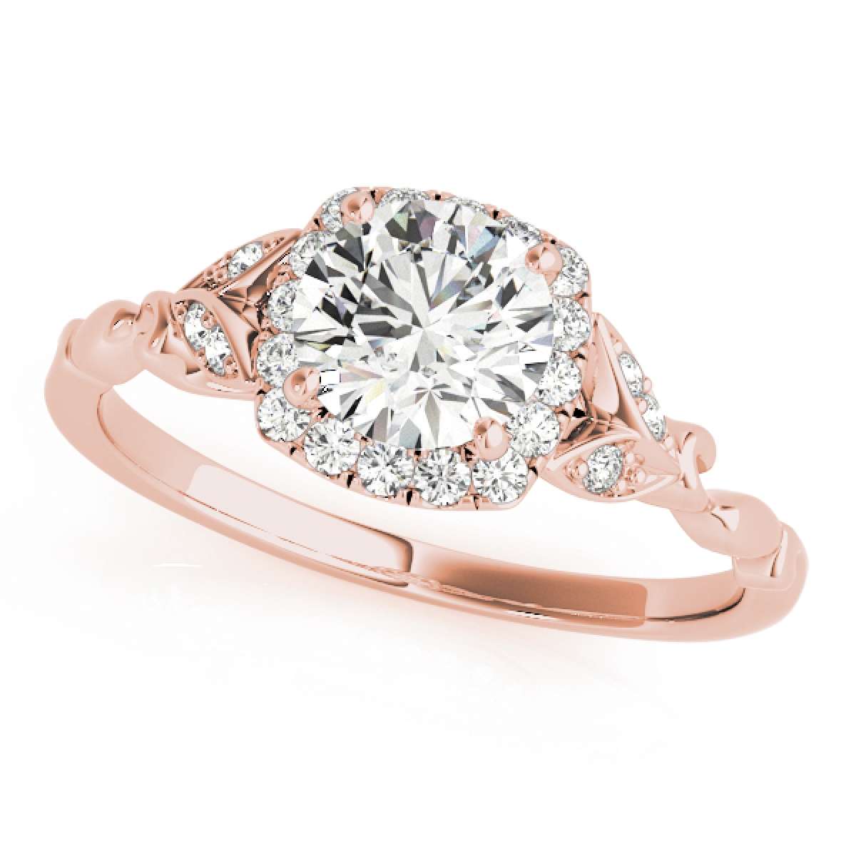 MAULIJEWELS 0.75 Carat White Diamond Halo Engagement Ring for Women in 10K Rose, White & Yellow Gold Mauli Jewels