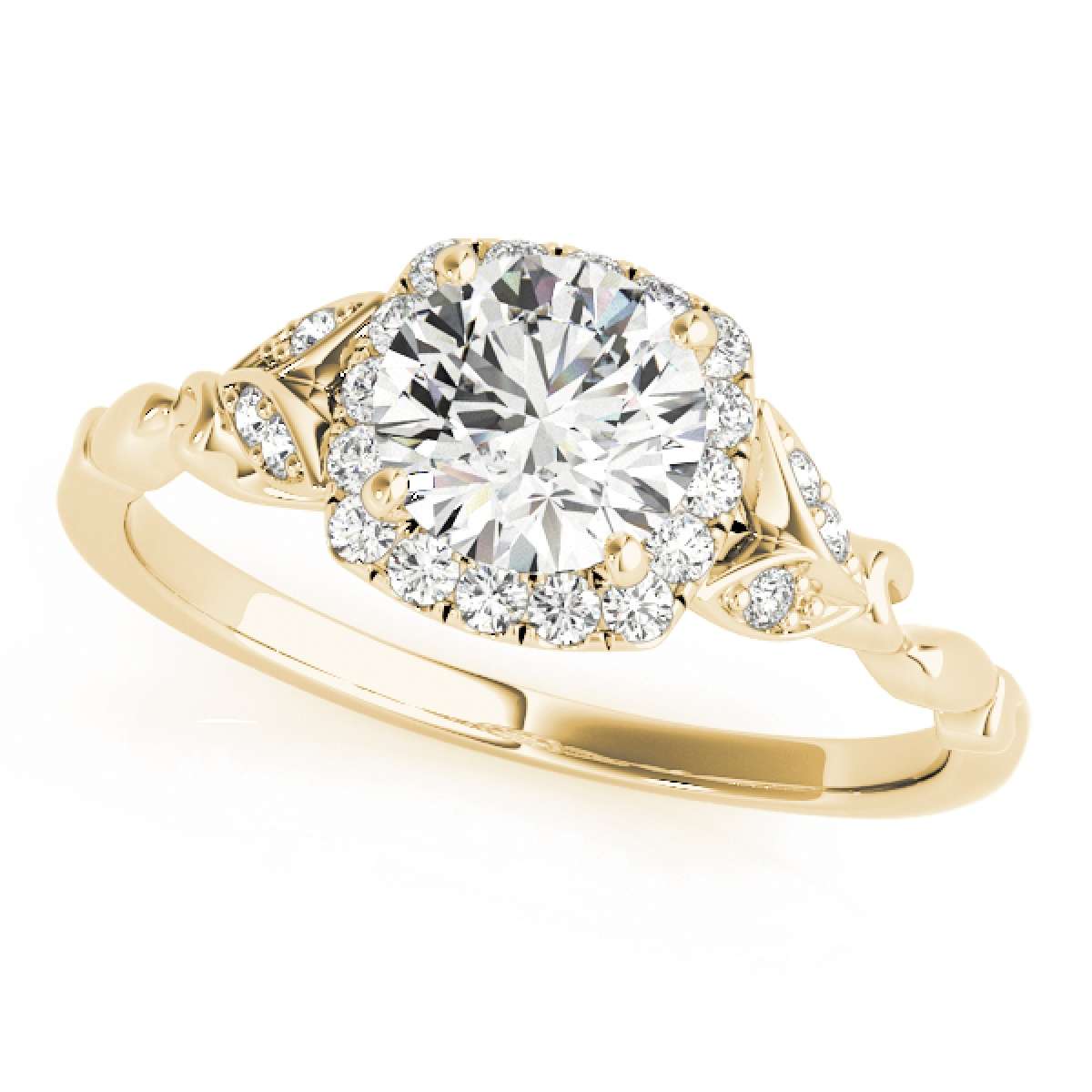 MAULIJEWELS 0.75 Carat White Diamond Halo Engagement Ring for Women in 10K Rose, White & Yellow Gold Mauli Jewels
