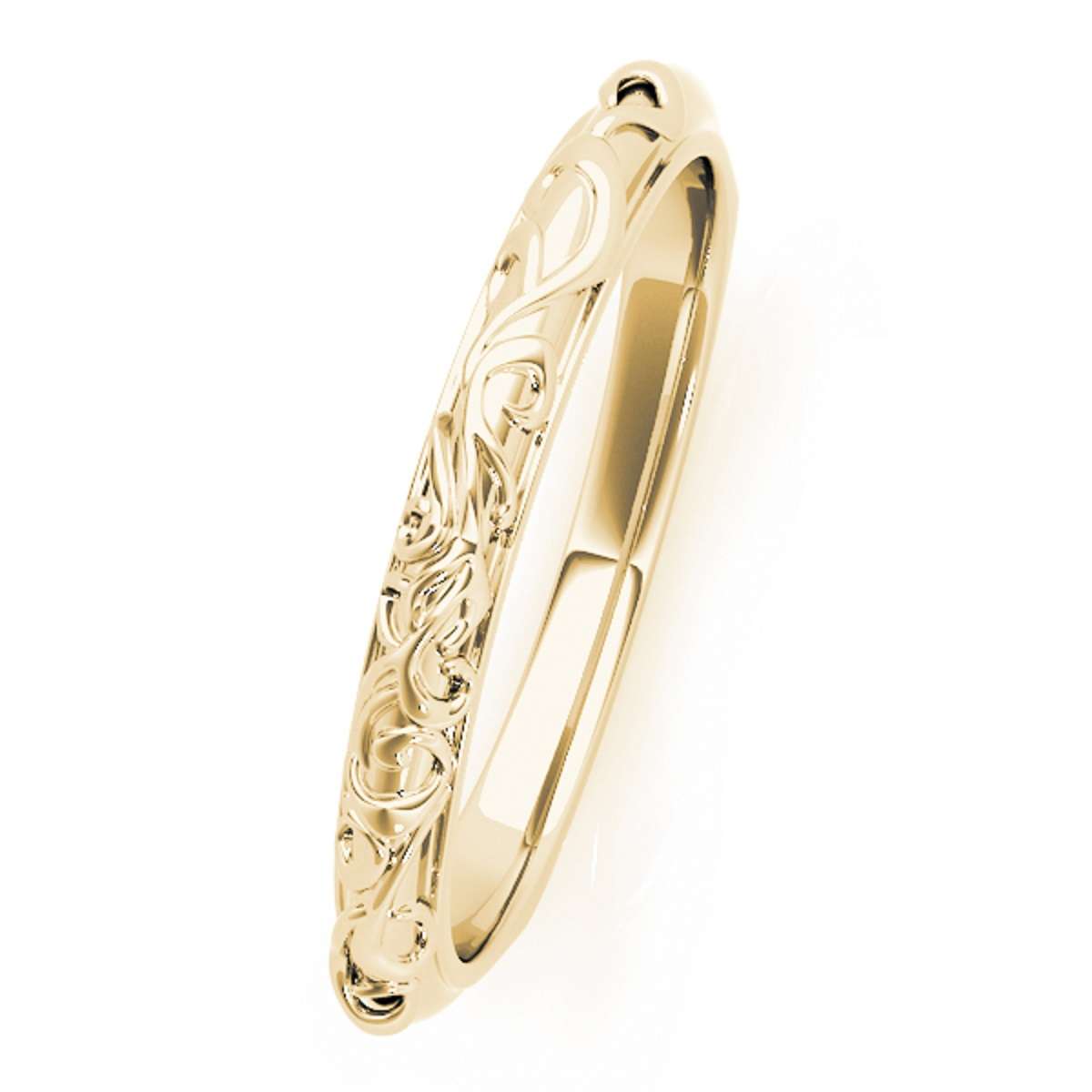 Women's Hand-Engraved Engagement Wedding Band in 10K Yellow /Rose /White Solid Gold Mauli Jewels