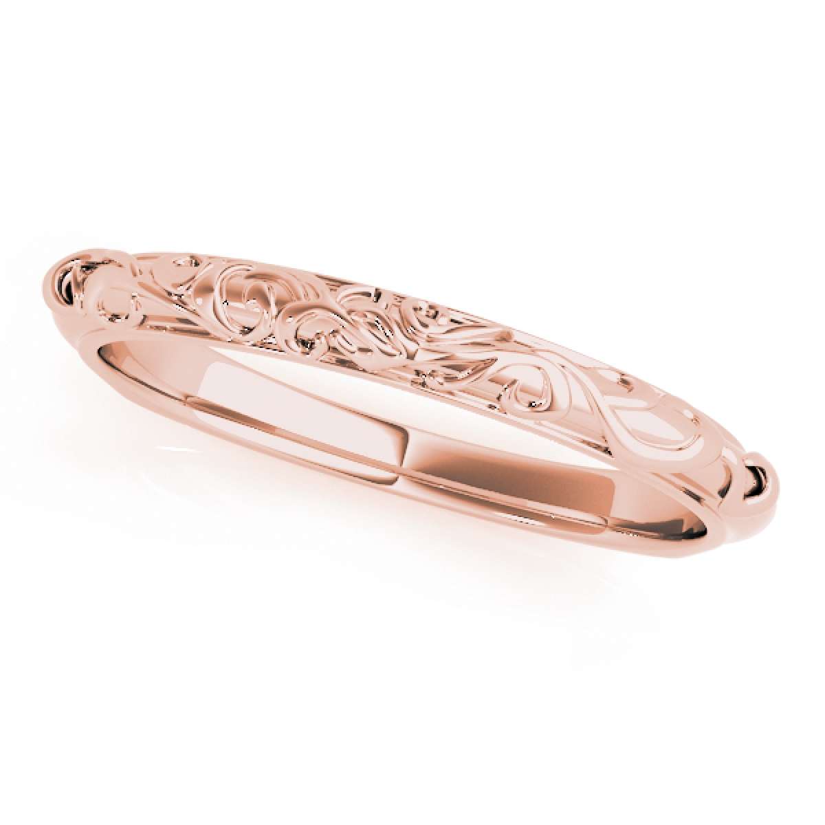 Women's Hand-Engraved Engagement Wedding Band in 10K Yellow /Rose /White Solid Gold Mauli Jewels