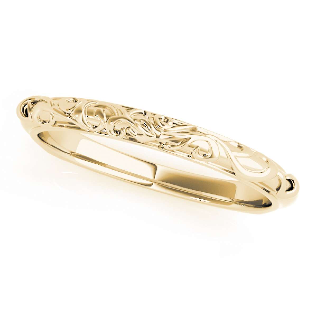 Women's Hand-Engraved Engagement Wedding Band in 10K Yellow /Rose /White Solid Gold Mauli Jewels