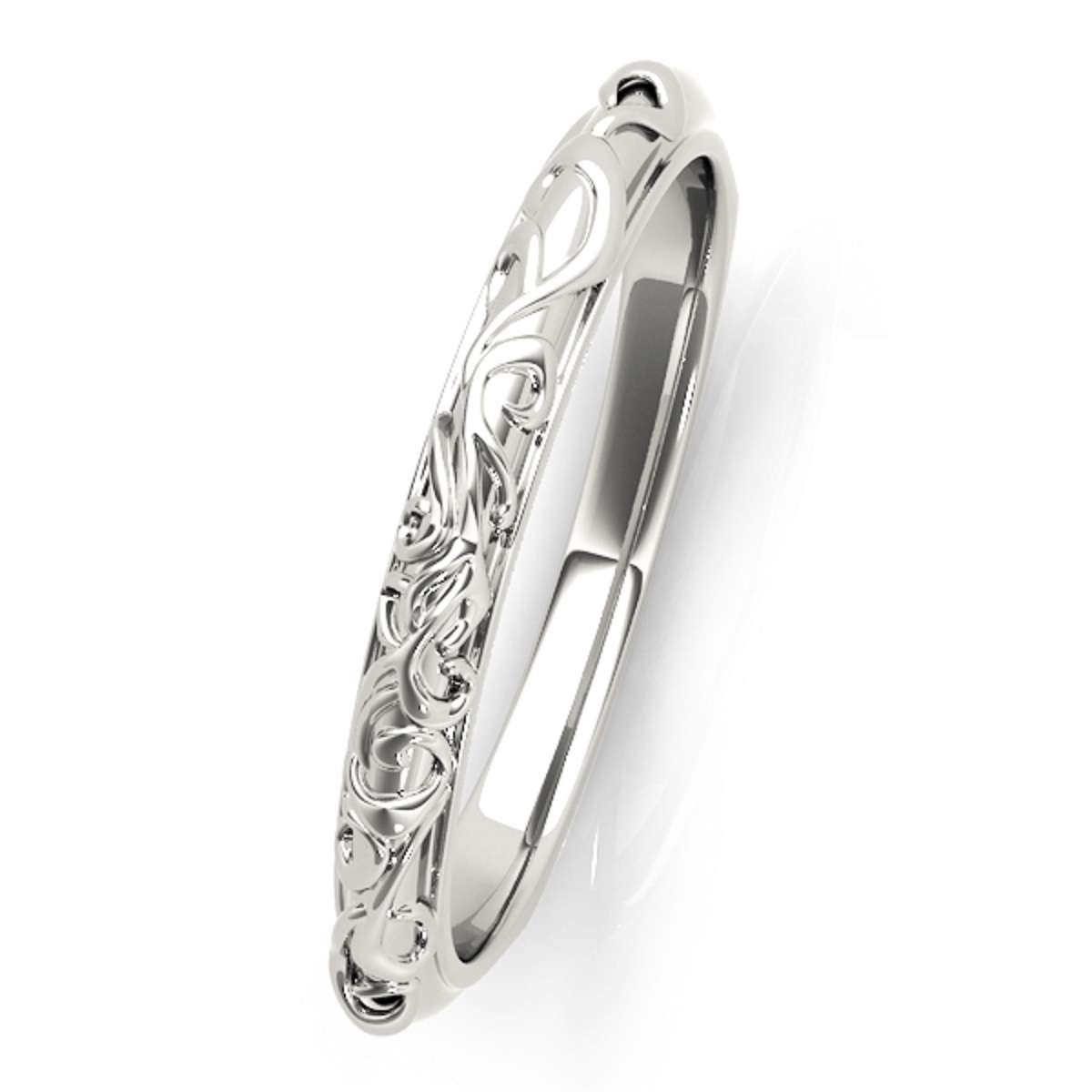 Women's Hand-Engraved Engagement Wedding Band in 10K Yellow /Rose /White Solid Gold Mauli Jewels