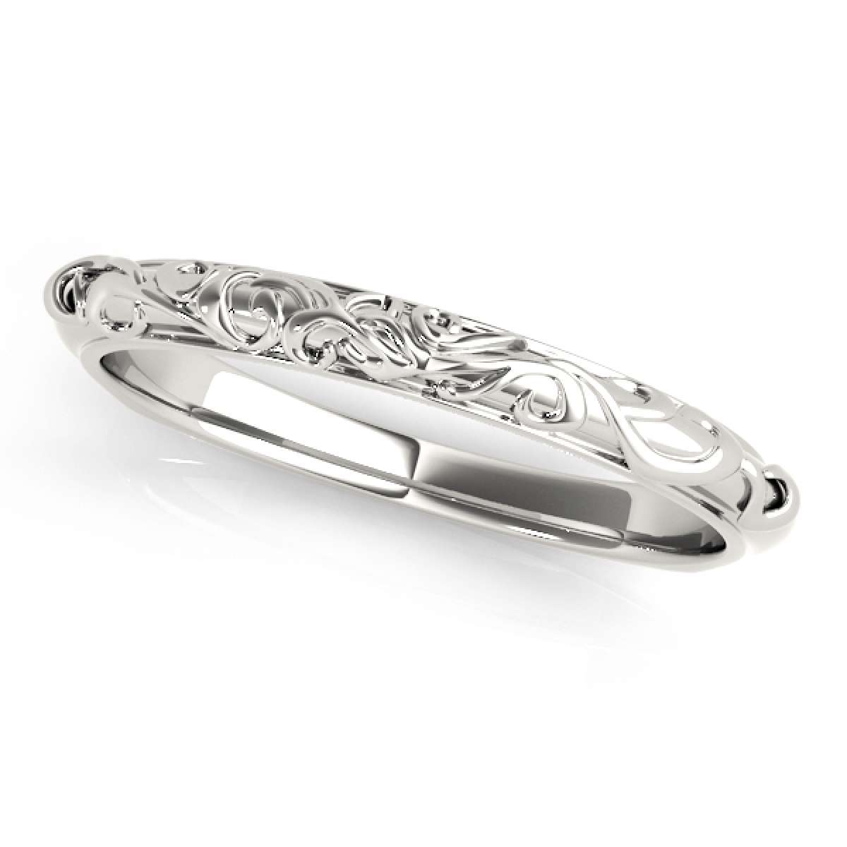 Women's Hand-Engraved Engagement Wedding Band in 10K Yellow /Rose /White Solid Gold Mauli Jewels
