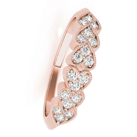 10K Rose White & Yellow Gold 0.07 Ct Natural Diamond Wedding Band For Women Mauli Jewels