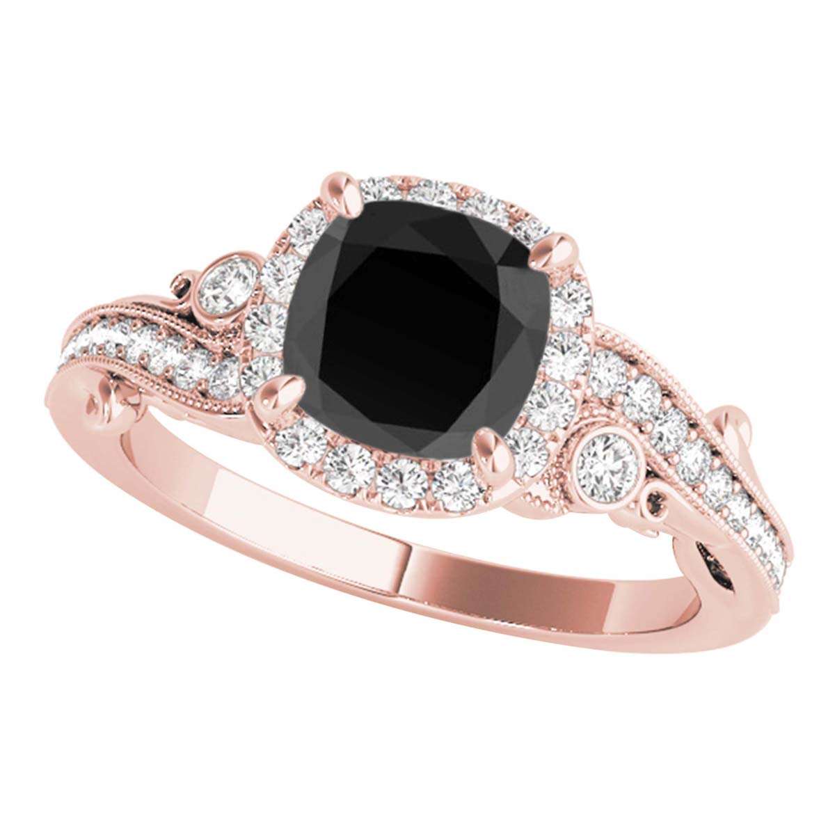 Mauli Jewels 1.50 Carat Princess Cut Black and White Diamond Halo Engagement Ring in 18K Solid Rose, White, and Yellow Gold Mauli Jewels