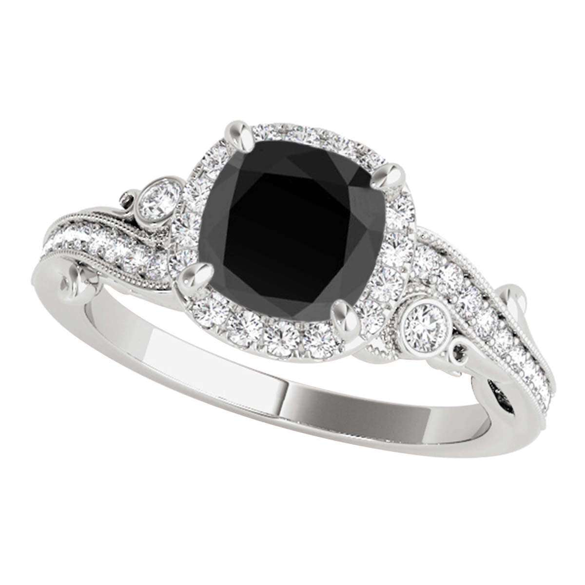 Mauli Jewels 1.50 Carat Princess Cut Black and White Diamond Halo Engagement Ring in 18K Solid Rose, White, and Yellow Gold Mauli Jewels