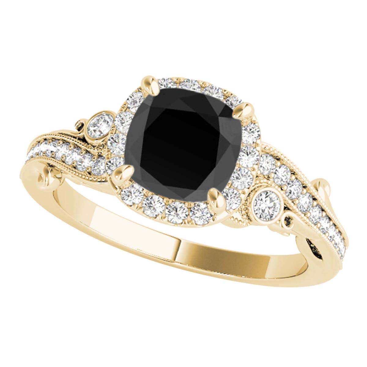 Mauli Jewels 1.50 Carat Princess Cut Black and White Diamond Halo Engagement Ring in 18K Solid Rose, White, and Yellow Gold Mauli Jewels