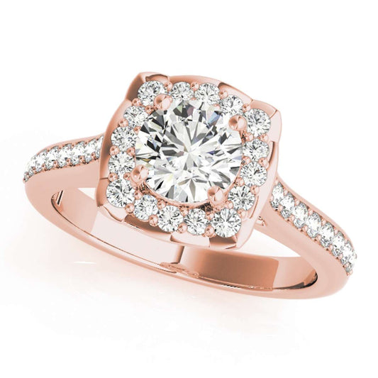 0.75 Carat Halo Diamond Engagement Wedding Ring for Women in 14K Solid Rose, White, and Yellow Gold Mauli Jewels