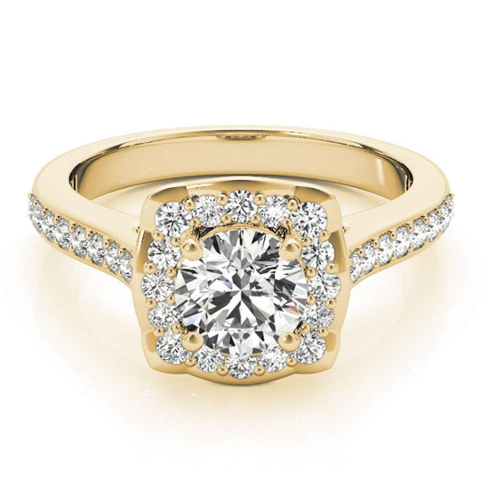 0.75 Carat Halo Diamond Engagement Wedding Ring for Women in 14K Solid Rose, White, and Yellow Gold Mauli Jewels