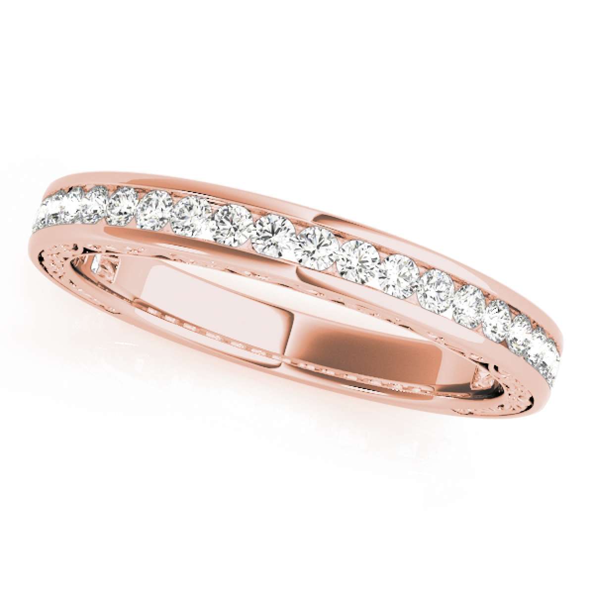 1/2 Carat Brilliant Cut Diamond Channel Set Wedding Band For Women In 14K Rose White & Yellow Gold Mauli Jewels