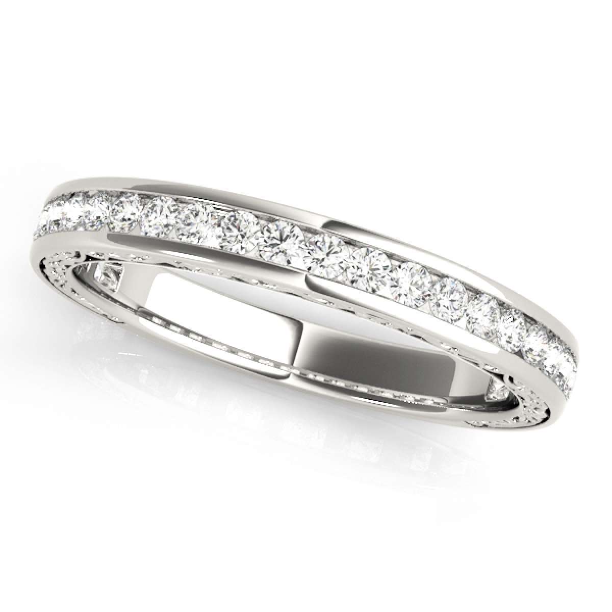 1/2 Carat Brilliant Cut Diamond Channel Set Wedding Band For Women In 14K Rose White & Yellow Gold Mauli Jewels