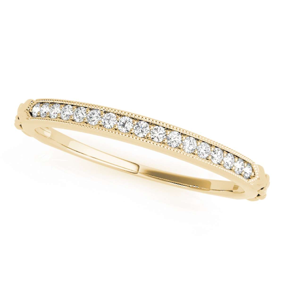 0.05 Carat Women's Handcrafted Wedding Diamond Band With Milgrain In 10K Rose Yellow & White Gold Mauli Jewels